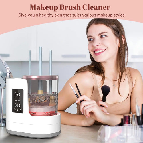 Automatic Rotating Makeup Brush Cleaner Machine Fast Drying Electric Rubber Collar Cosmetic Clean Tools