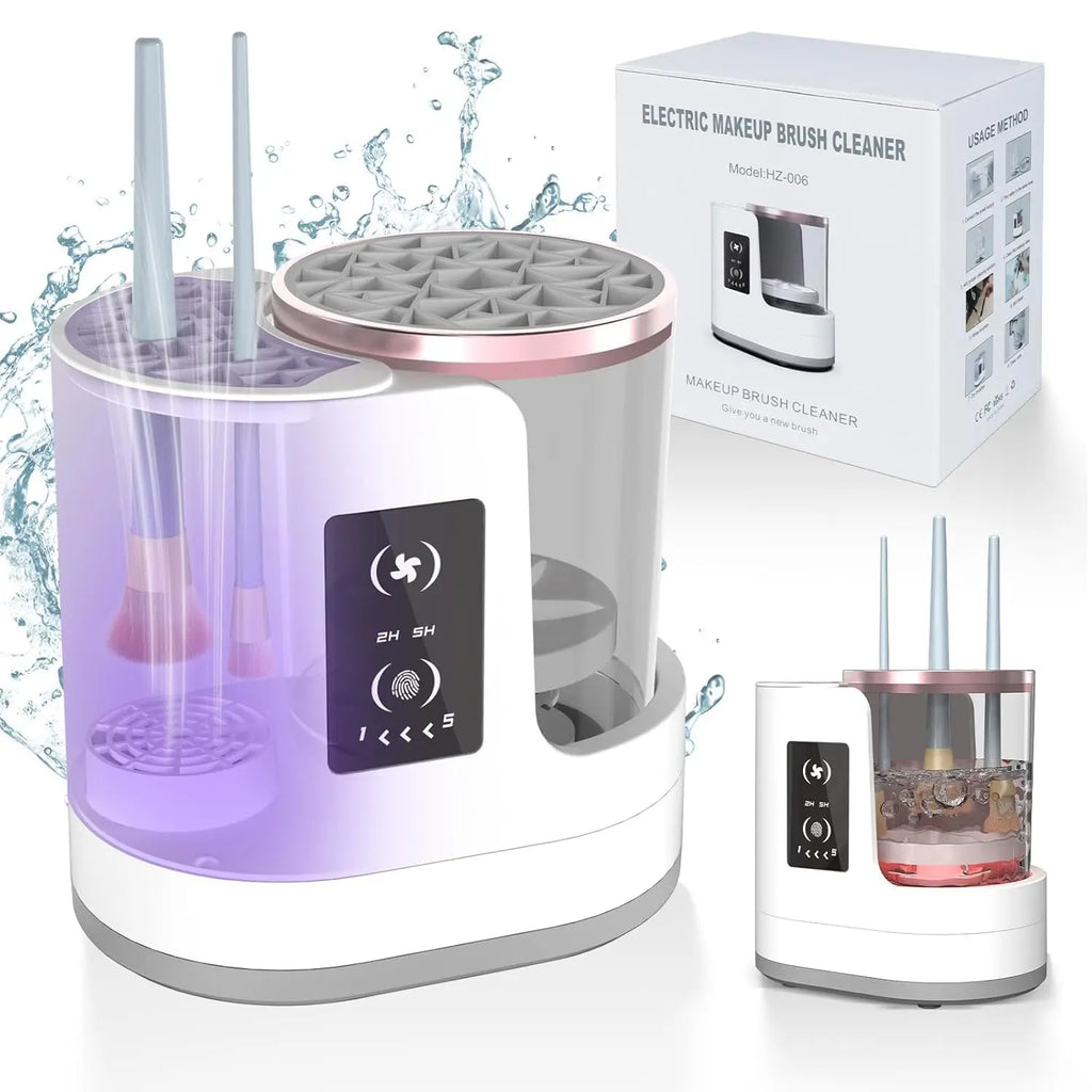 Automatic Rotating Makeup Brush Cleaner Machine Fast Drying Electric Rubber Collar Cosmetic Clean Tools