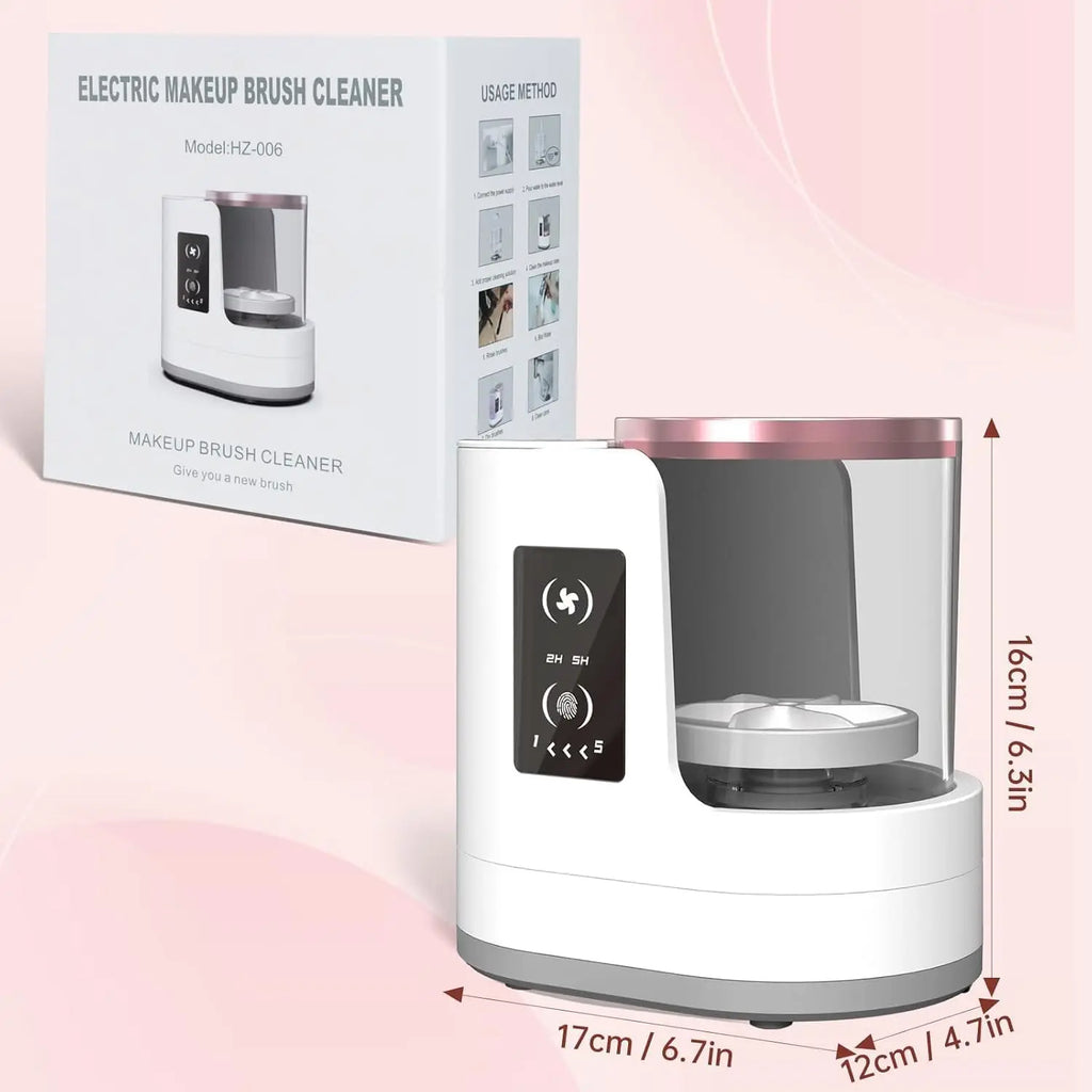 Automatic Rotating Makeup Brush Cleaner Machine Fast Drying Electric Rubber Collar Cosmetic Clean Tools