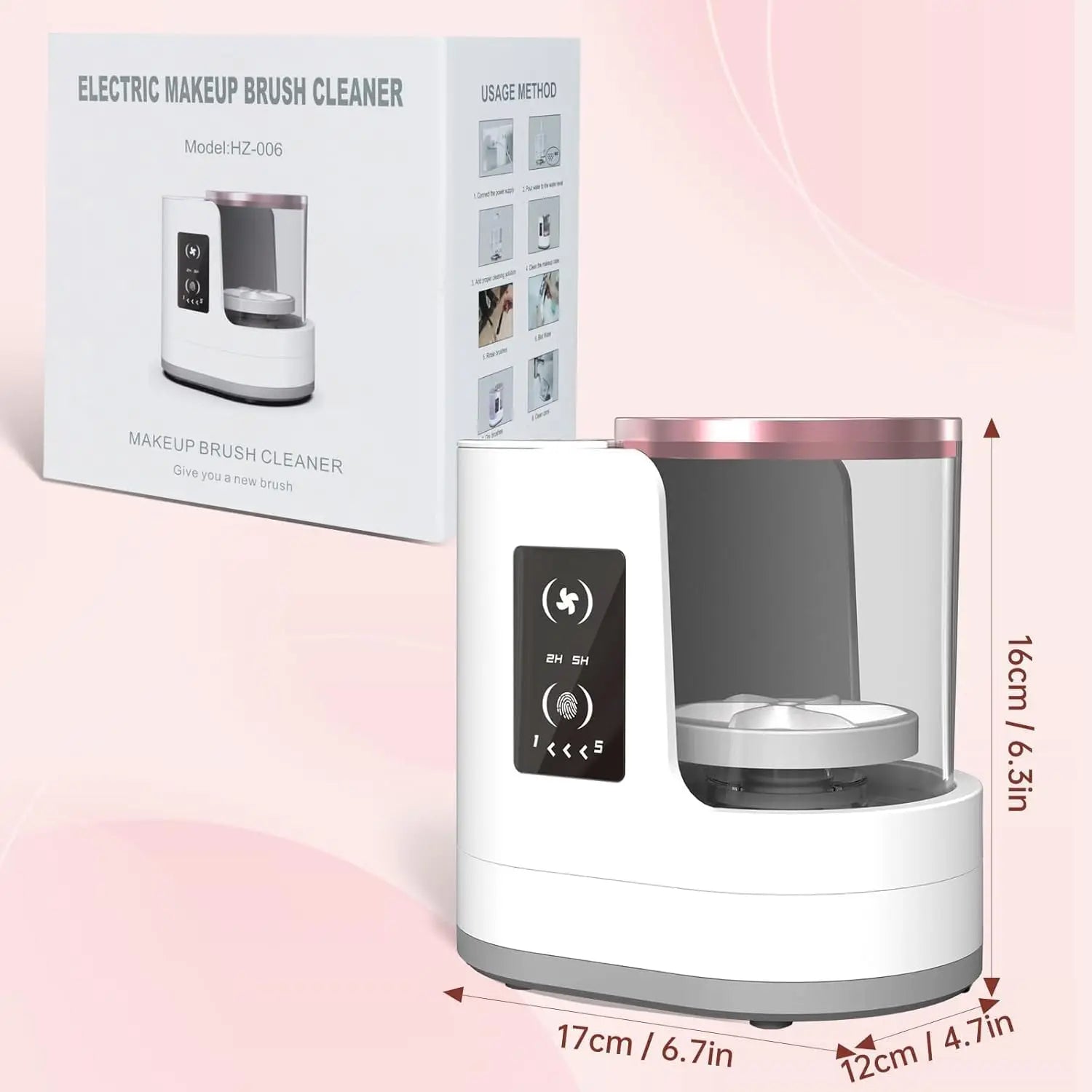 Automatic Rotating Makeup Brush Cleaner Machine Fast Drying Electric Rubber Collar Cosmetic Clean Tools